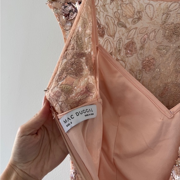 MAC DUGGAL Pink Embellished Bateau Neck Cap Sleeve Floral Beaded Trumpet Gown 2 - Picture 13 of 15